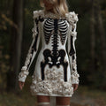 Comstylish Classy Skull And Roses Art Cozy Knit Sweater Dress