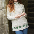 Irish Shamrock Zip-Up Aran Sweater artswardrobe