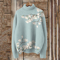 Vintage Magnolia Art Knit Turtleneck Pullover Sweater elevenforest