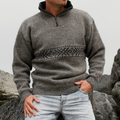 Vintage Knit Warmth Jacquard Icelandic Half Zip Collar Sweater Unisex artswardrobe