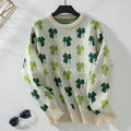 Elisa® | Knitted sweater with a lucky clover pattern