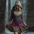 Women's Celtic Knot Ombre Hooded Sweater Dress artswardrobe