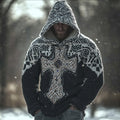 Men's Viking Style Celtic Cross Black And White Warm Sweater artswardrobe