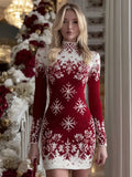 Vintage Christmas Snowflake Inspired Mini Sweater Dress artswardrobe