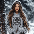 Women's Viking Tree Of Life Celtic Pattern Cozy Hooded Sweater artswardrobe