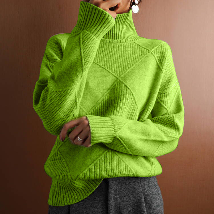 Loose Turtleneck Warm Sweater Solid Color Knitted Sweater elevenforest