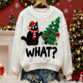 Women's Christmas Tree Cat Plush Sweater