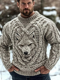 Men's Wolf Inspired Viking Celtic Jacquard Cozy Sweater artswardrobe