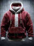 Comstylish Christmas Santa Claus Outfit With Spliced Hooded Sweater