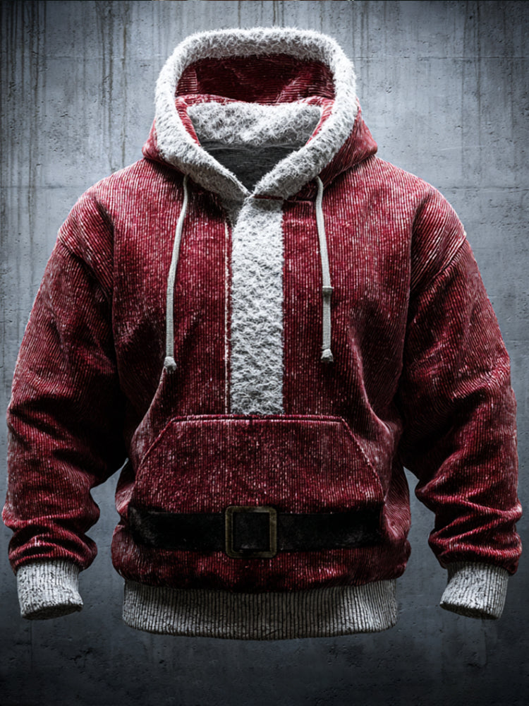 Comstylish Christmas Santa Claus Outfit With Spliced Hooded Sweater