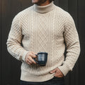 Men's Cable Knit Rollneck Aran Turtleneck Sweater elevenforest