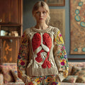 Women's Classic Halloween Anatomy Flower Art Cozy Knit Pullover Sweater artswardrobe