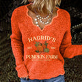 Women's Pumpkin Print Casual Sweater artswardrobe