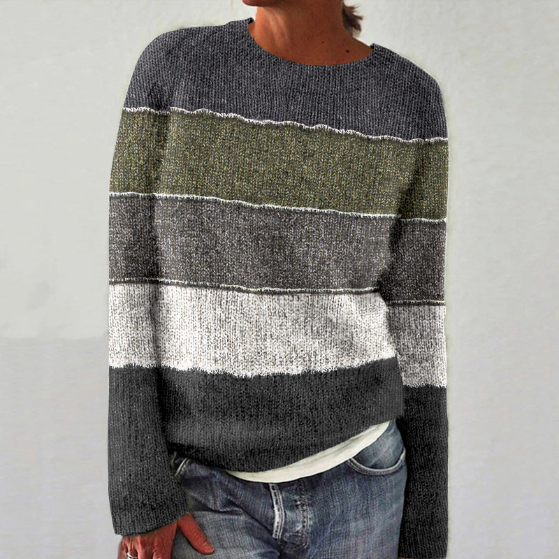Women's Vintage Colorful Knitted Patchwork Art Sweater artswardrobe