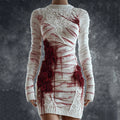 Comstylish Bloody Bandages & Roses Lace Embroidered Cozy Knit Sweater Dress