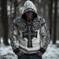 Men's Viking Style Mysterious Celtic Cross Hooded Sweater artswardrobe