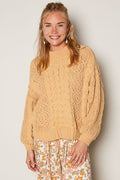 Carolina® | Sweater with stand-up collar and cable knit
