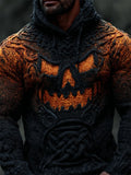 Men's Halloween Pumpkin Gradient Cozy Celtic Chunky Hooded Sweater artswardrobe
