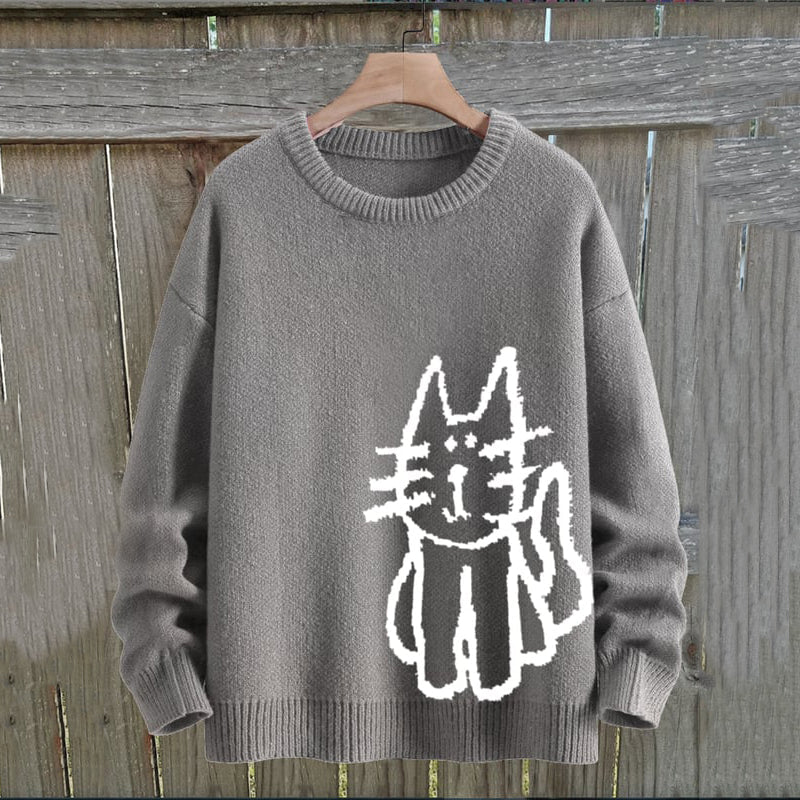Women's Cat Knitted Art Cozy Sweater elevenforest