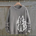 Women's Cat Knitted Art Cozy Sweater elevenforest