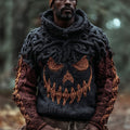 Halloween Pumpkin Smiley Face Woven Vine Hooded Sweater artswardrobe