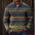 Men's Vintage Gradient Knitted Jacquard Zip Sweater elevenforest