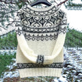 Vintage Icelandic Knit Jacquard Crew Neck Sweater (Unisex) elevenforest