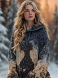 Women's Hooded Thick Sweater With Viking Style Tribal Totem elevenforest