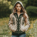 Women's Celtic Knot Harp Jacquard Hooded Zip Sweater artswardrobe