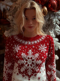Classy Christmas Snowflake Pattern Knit Cozy Sweater artswardrobe