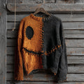 Halloween Spooky Face Contrast Stitched Cozy Knit Sweater elevenforest