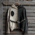 Halloween Spooky Face Contrast Stitched Hooded Cozy Knit Sweater artswardrobe