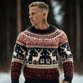 Christmas Reindeer Pattern Men's Icelandic Sweater artswardrobe