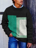 Vegan Mock Minimalist Knit Pullover Sustainable Patchwork Warmth Knitted Jacquard Unisex Sweater artswardrobe