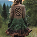 Women's Celtic Knotted Totem Contrast Color Sweater Dress elevenforest