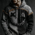 Men's Halloween Spooky Face Contrast Stitched Cozy Knit Hooded Sweater elevenforest