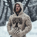 Tribal Viking Life Of Tree Chunky Knit Jacquard Hooded Sweater elevenforest
