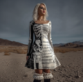 Dark Notes Women’s Round Neck Knit Sweater Dress artswardrobe