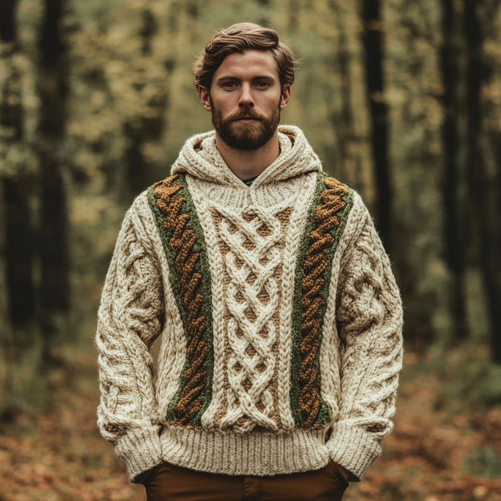 Men's Celtic Knot Jacquard Hooded Sweater artswardrobe