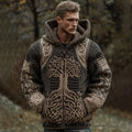 Men's Viking Tree Of Life Celtic Art Knit Hooded Zip-up Sweater artswardrobe