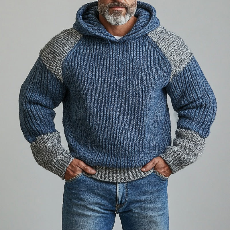 Men's Vingate Contrast Wool Blend Chunky Knit Hooded Sweater artswardrobe
