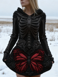 Comstylish Halloween Blood Butterfly Women's Knit Sweater Dress