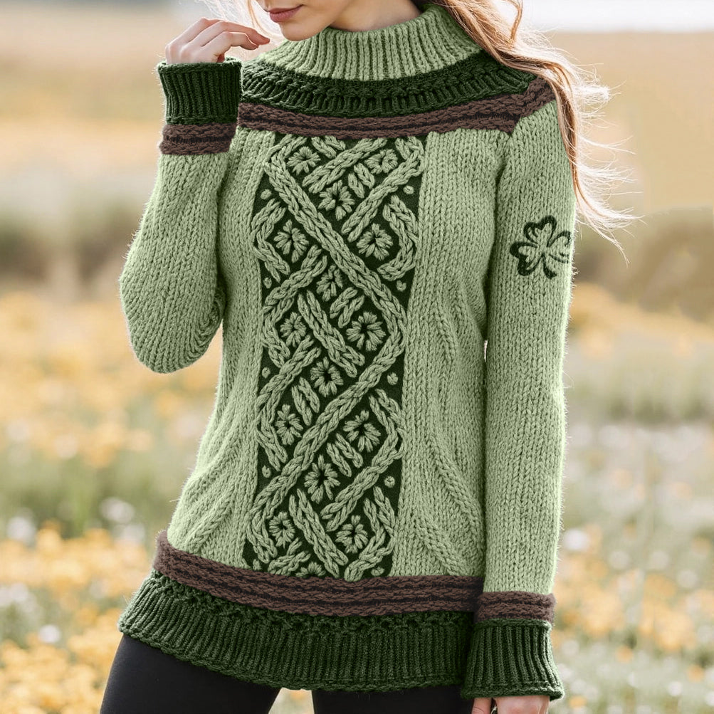 Women's Celtic Classic Knotted Contrast Jacquard Sweater artswardrobe