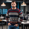 Comstylish Men's Warmth Christmas Jacquard Icelandic Art Cozy Knit Sweater