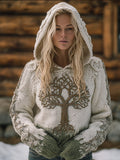 Viking Style Celtic Knot Green Tree Of Life Hooded Sweater artswardrobe