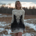 Viking Tree Of Life Vintage Gradient Mini Sweater Dress artswardrobe