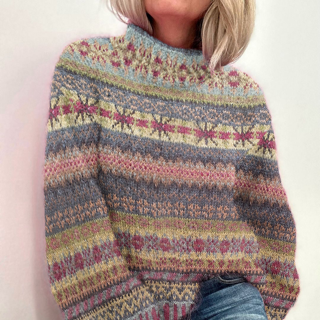Iceland Sweater Christmas Jacquard Breast Cancer Contrast Turtleneck Sweater artswardrobe