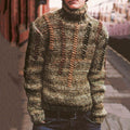 Men'S Vintage Drawstring Jacquard Knit Turtleneck Sweater artswardrobe