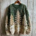 Christmas Trees Snowy Forest Beaded Cozy Knit Sweater artswardrobe
