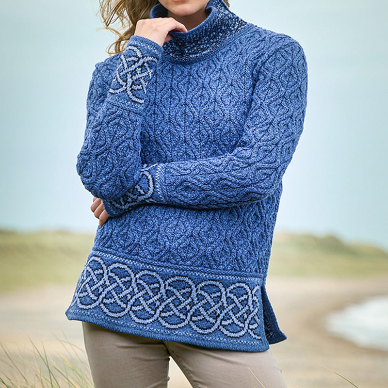 Woman Celtic Jacquard Aran Sweater artswardrobe